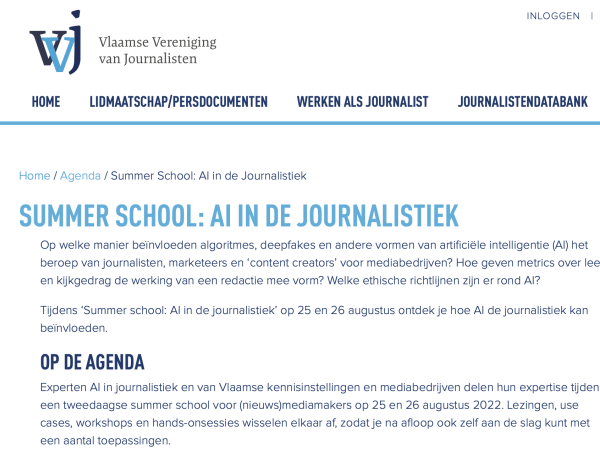 Summer School: AI in de journalistiek